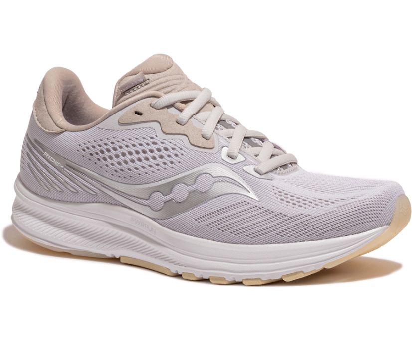 Beige Women's Saucony Ride 14 Running Shoes | 7496-YDHJU