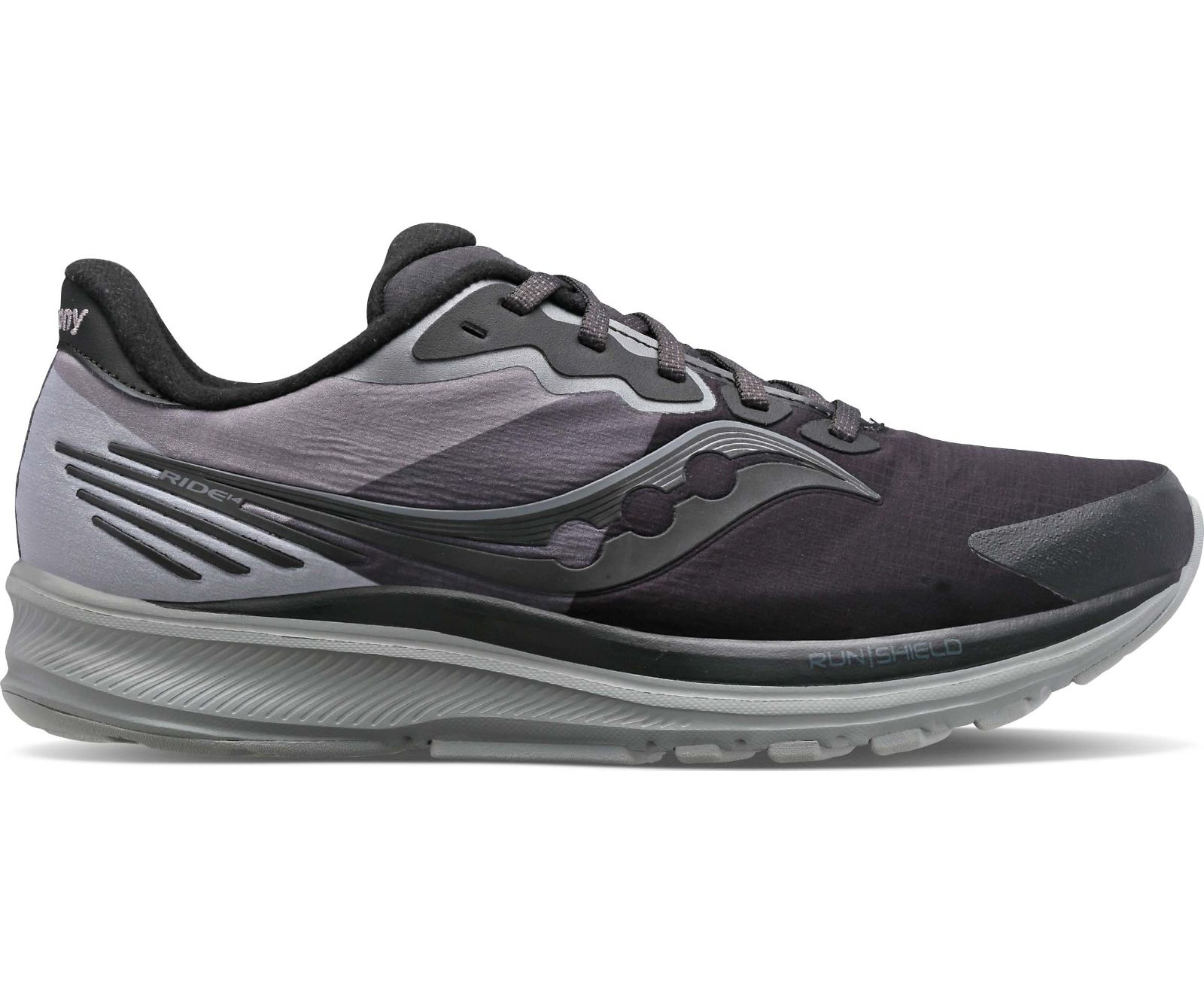 Black / Grey Men\'s Saucony Ride 14 Runshield Running Shoes | 2465-XTEWV