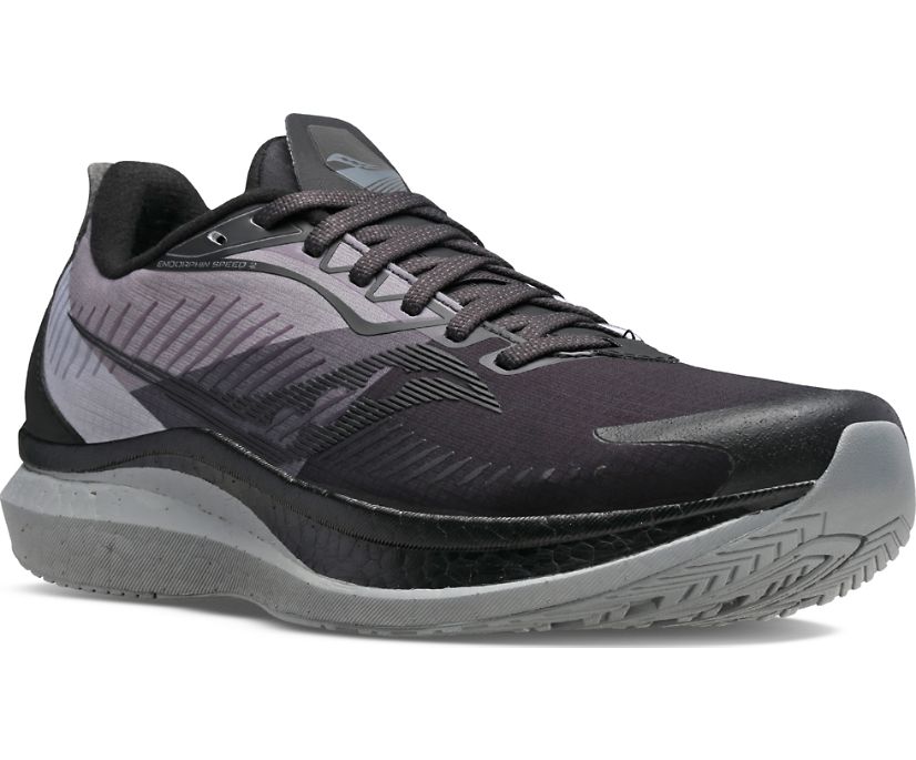 Black / Grey Women's Saucony Endorphin Speed 2 Runshield Running Shoes | 4371-DQCKT