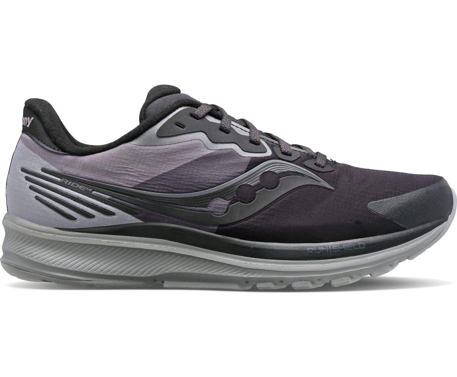 Black / Grey Women\'s Saucony Ride 14 Runshield Running Shoes | 1579-MOQWV