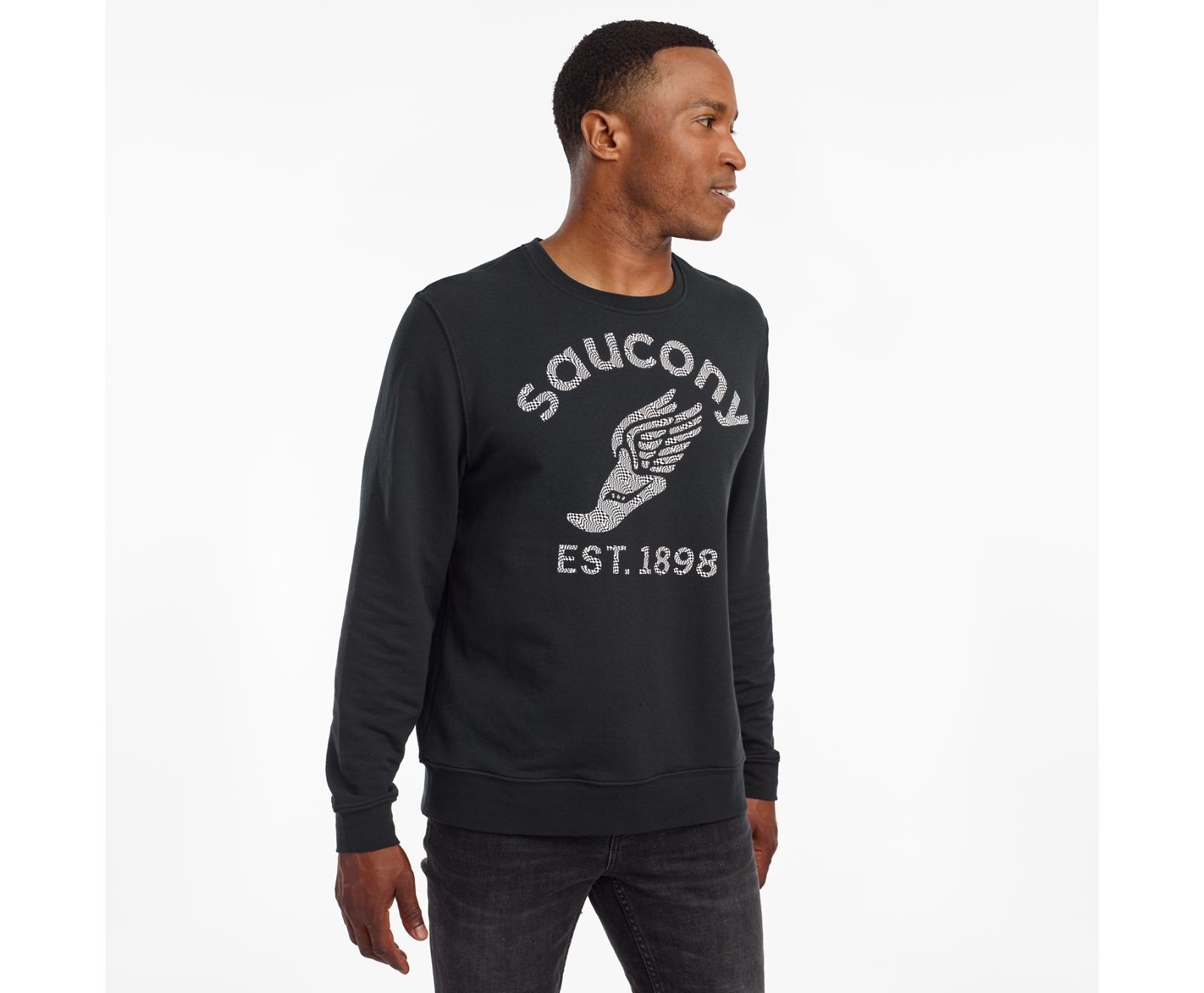 Black Men\'s Saucony Rested Crewneck Shirts | 3605-TPCNV