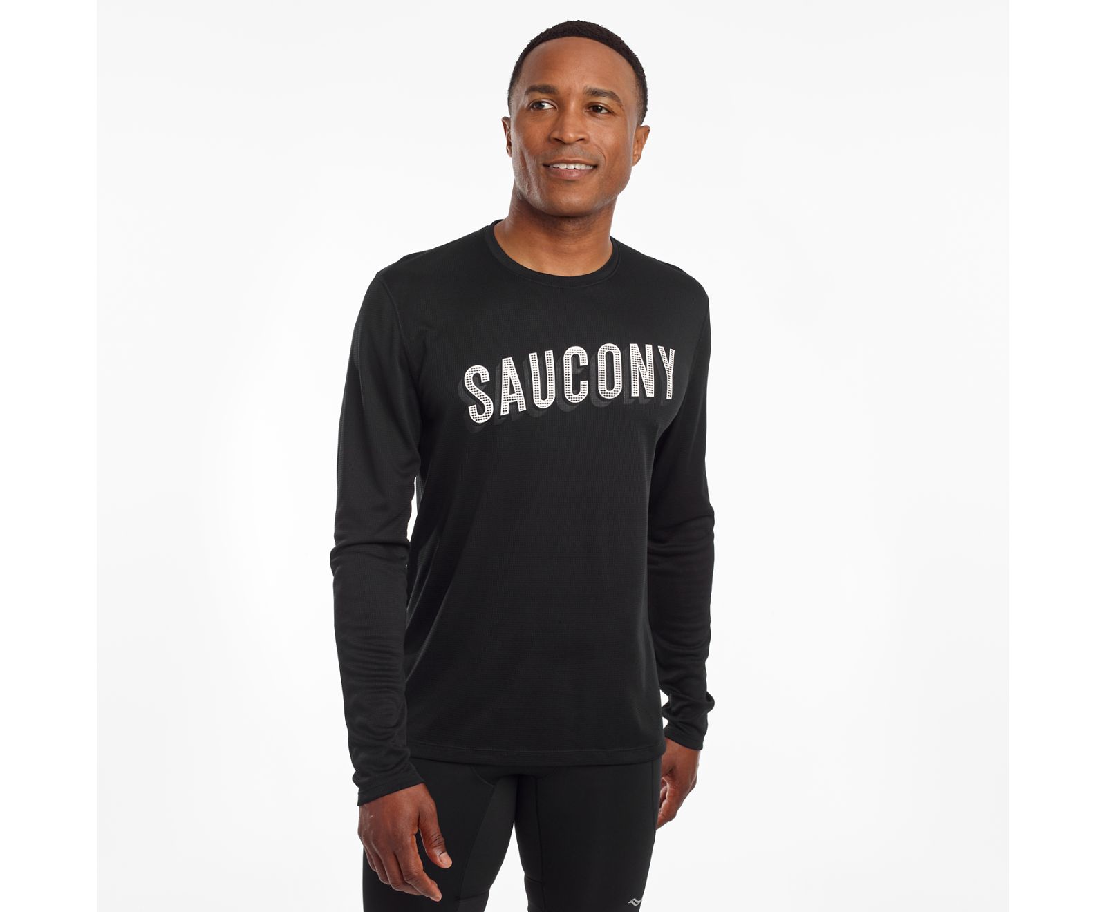 Black Men\'s Saucony Stopwatch Long Sleeve Shirts | 7856-BOTIP