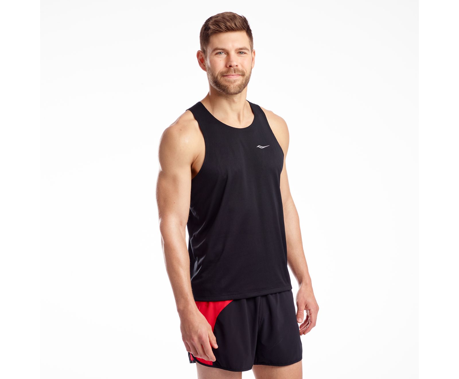 Black Men\'s Saucony Stopwatch Singlet Tanks | 5816-IZQDN