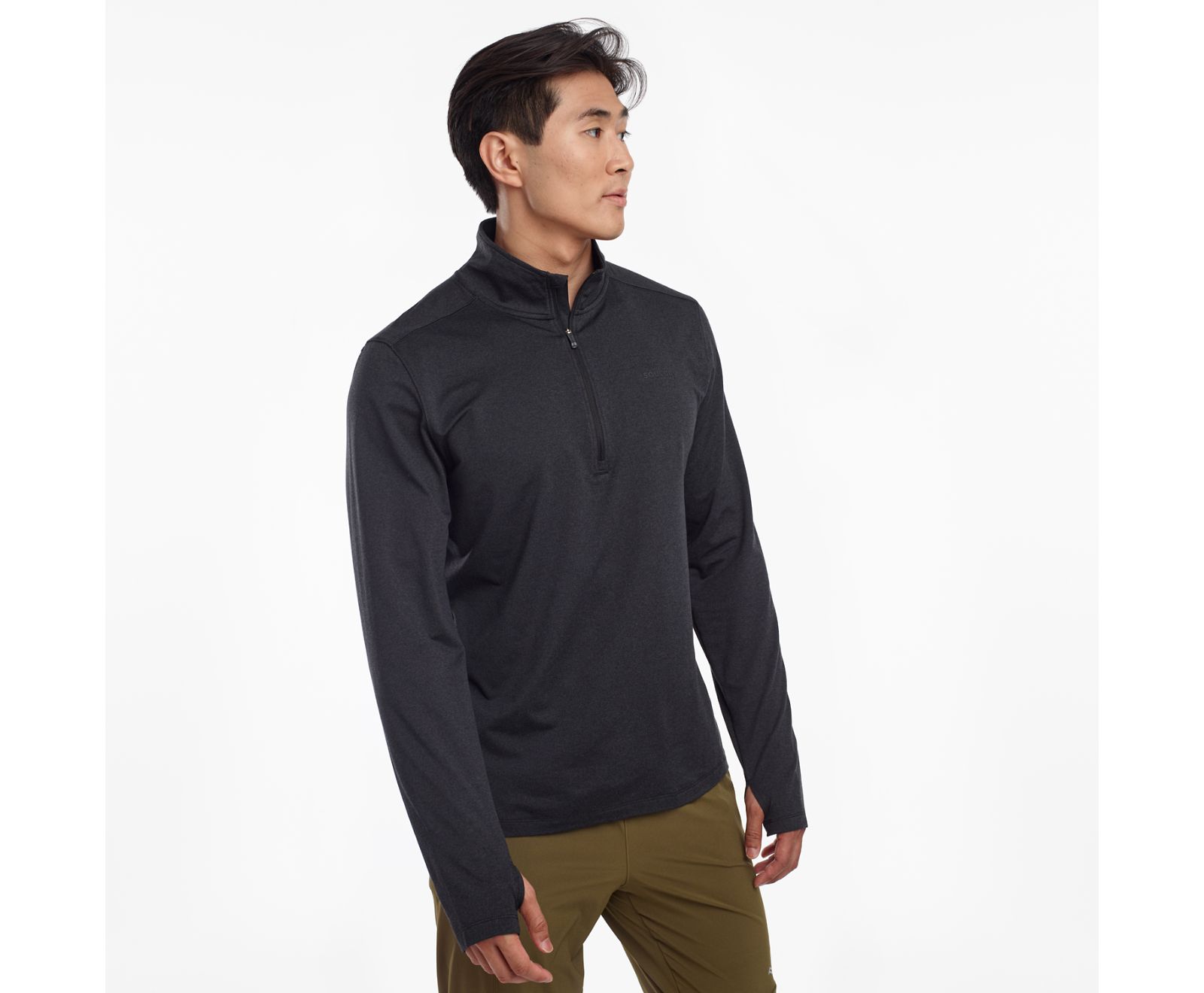 Black Men\'s Saucony Sunday 1/4 Zip Jackets | 4270-ESINW