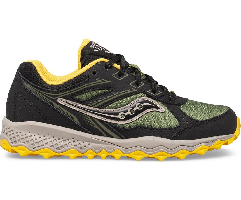 Black / Olive / Yellow Kids\' Saucony Cohesion Tr14 Lace Sneakers | 1304-NFGDT