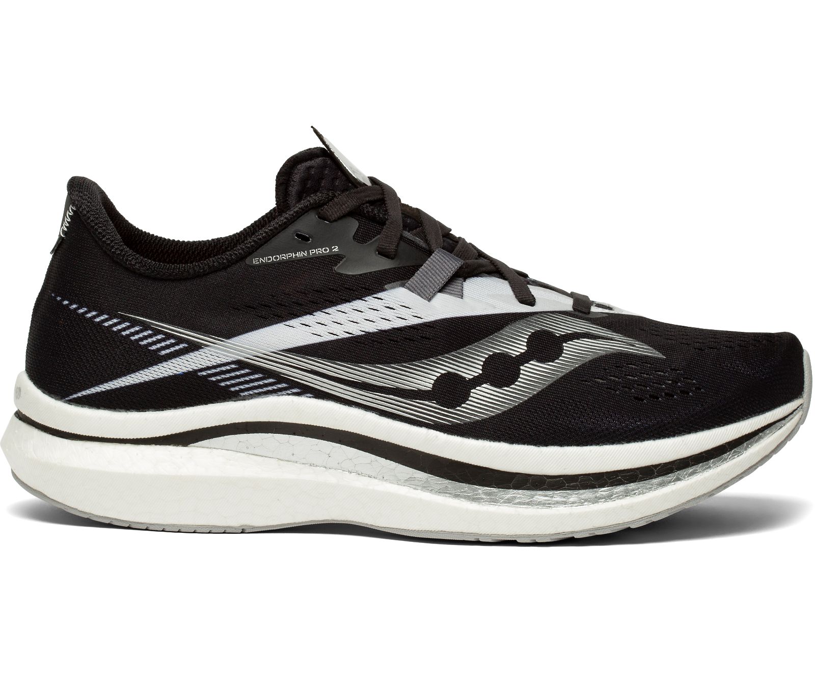 Black / White Men\'s Saucony Endorphin Pro 2 Running Shoes | 4025-VSLJG