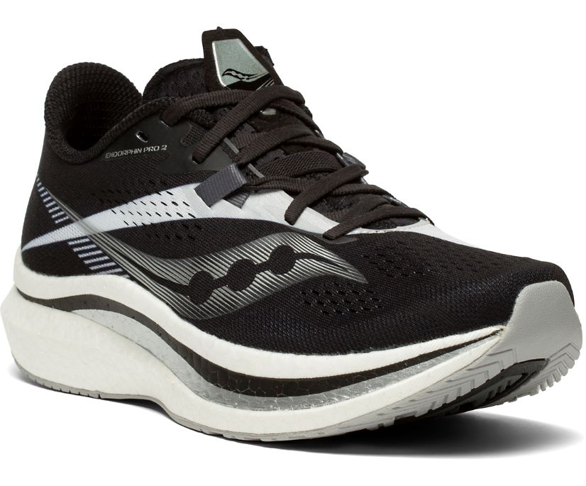 Black / White Women's Saucony Endorphin Pro 2 Running Shoes | 3718-HMGEN