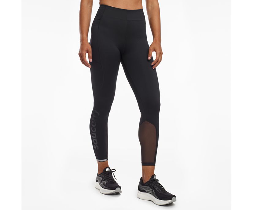 Black Women\'s Saucony Fortify High Rise 7/8 Pants | 6192-AZOLC