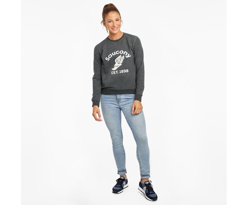 Black Women's Saucony Rested Crewneck Shirts | 5718-GRPYC