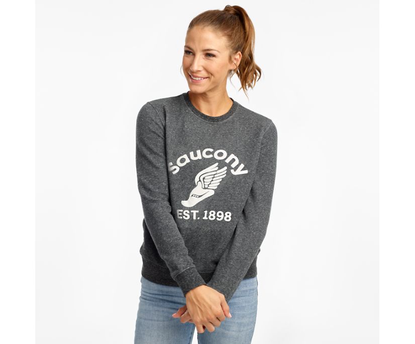 Black Women\'s Saucony Rested Crewneck Shirts | 5718-GRPYC