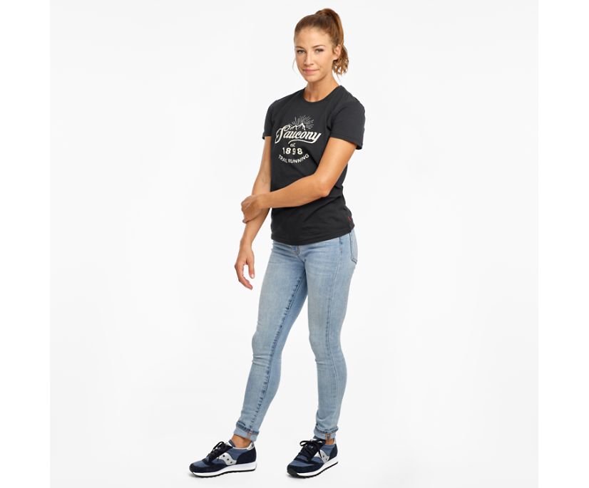 Black Women's Saucony Rested Short Sleeve Shirts | 5847-UYNZX