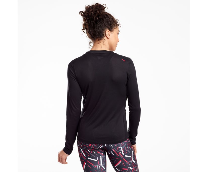 Black Women's Saucony Stopwatch Long Sleeve Shirts | 4678-YKBTZ