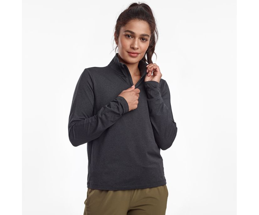 Black Women\'s Saucony Sunday 1/4 Zip Jackets | 2186-MJZLY