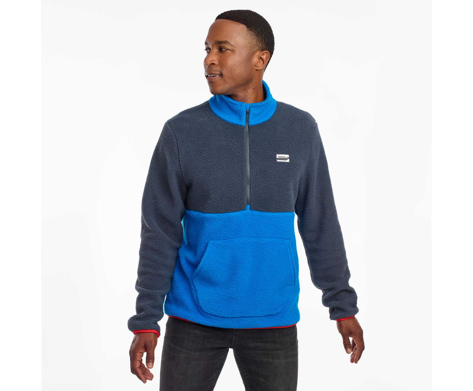 Blue Men\'s Saucony Fireside Fleece Anorak Jackets | 1376-YCLGF