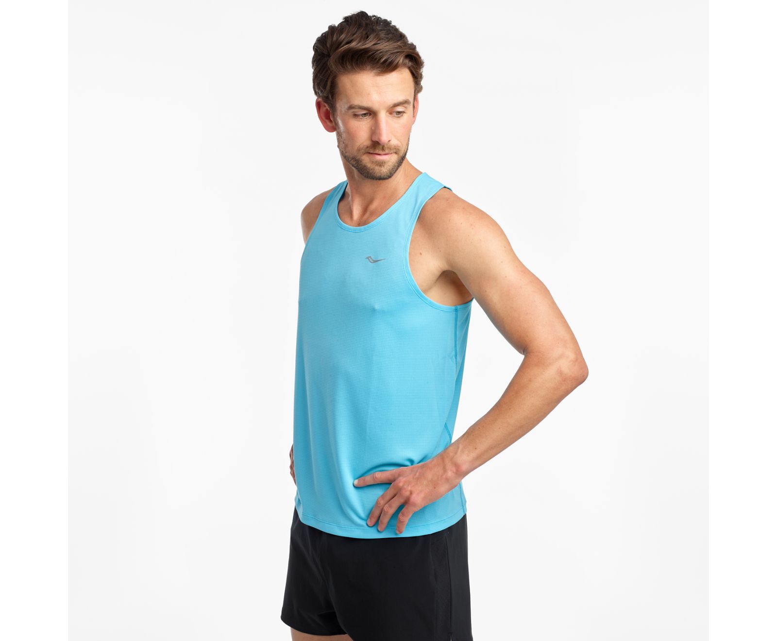 Blue Men\'s Saucony Stopwatch Singlet Tanks | 8591-OARSC