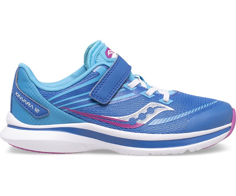 Blue / Pink Kids' Saucony Kinvara 12 A/C Sneakers | 6743-YASGR