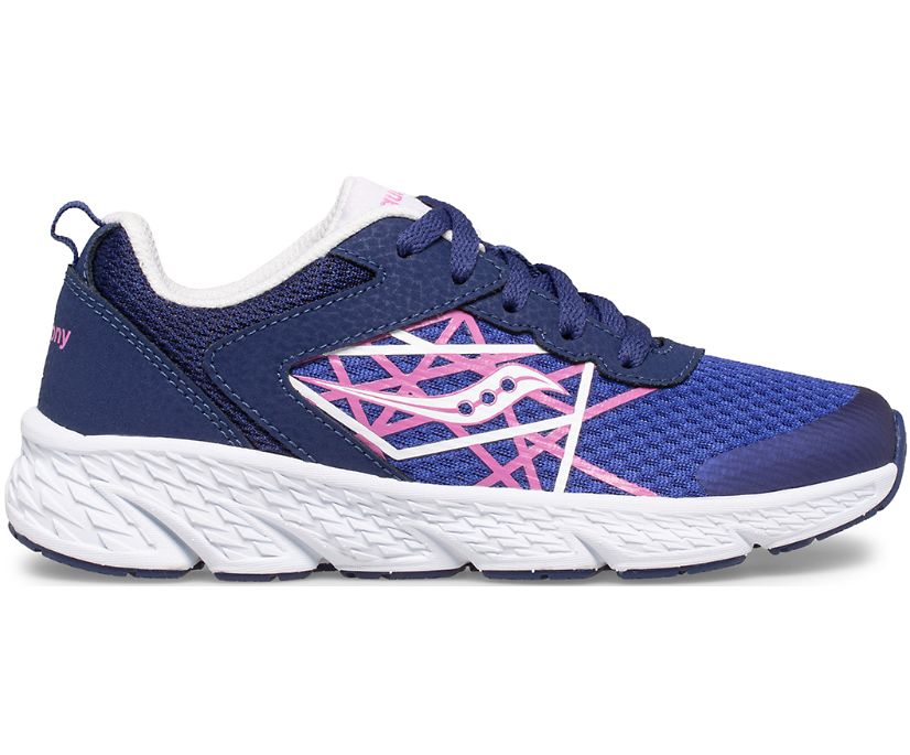 Blue / Pink Kids' Saucony Wind Lace Sneakers | 8097-LSVQX