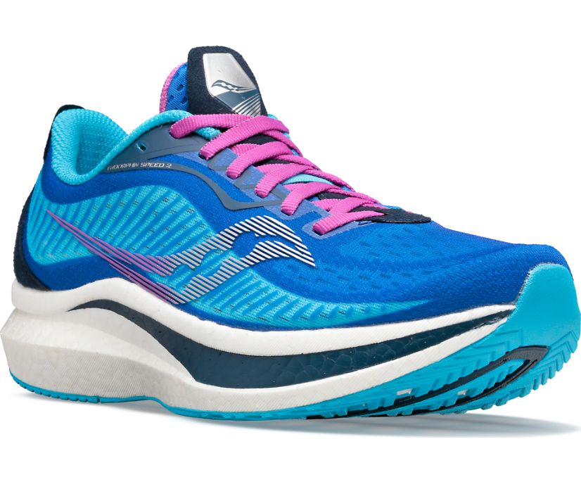 Blue / Pink Women's Saucony Endorphin Speed 2 Running Shoes | 3910-OIZHF