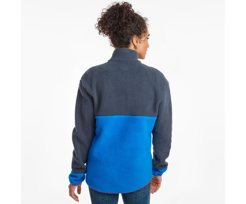 Blue Women's Saucony Fireside Fleece Anorak Jackets | 4859-ZFRDC