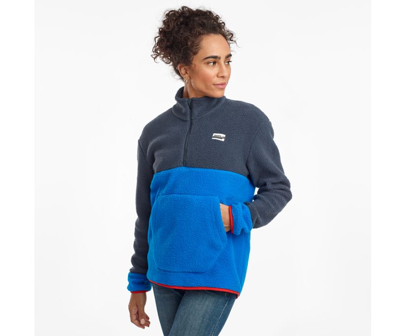 Blue Women\'s Saucony Fireside Fleece Anorak Jackets | 4859-ZFRDC