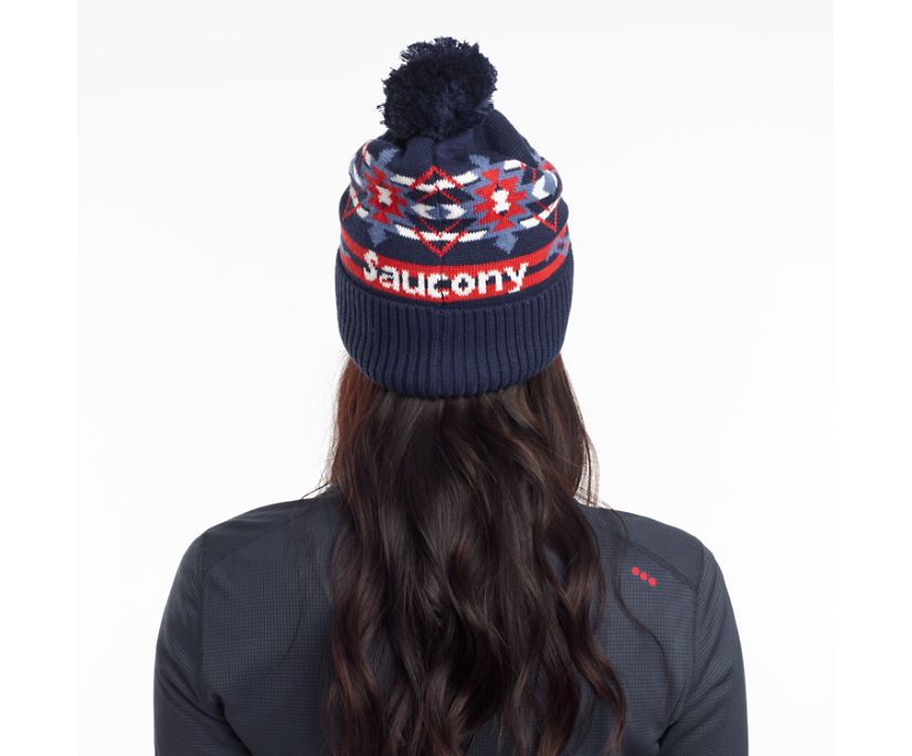 Blue Women's Saucony Rested Pom Beanies | 2148-LMDIP