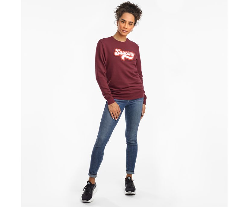 Burgundy Women's Saucony Rested Crewneck Shirts | 8540-OKCAV