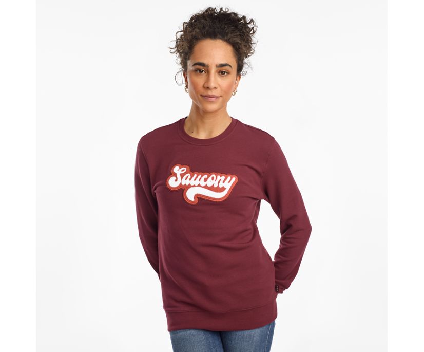 Burgundy Women\'s Saucony Rested Crewneck Shirts | 8540-OKCAV