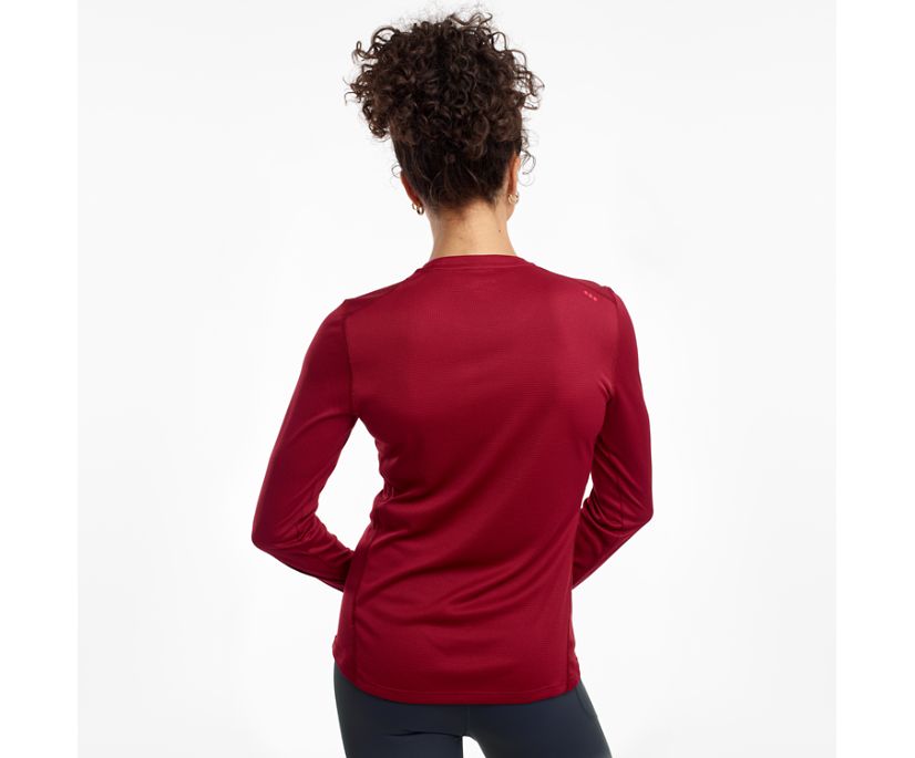 Burgundy Women's Saucony Stopwatch Long Sleeve Shirts | 5041-VTRIJ