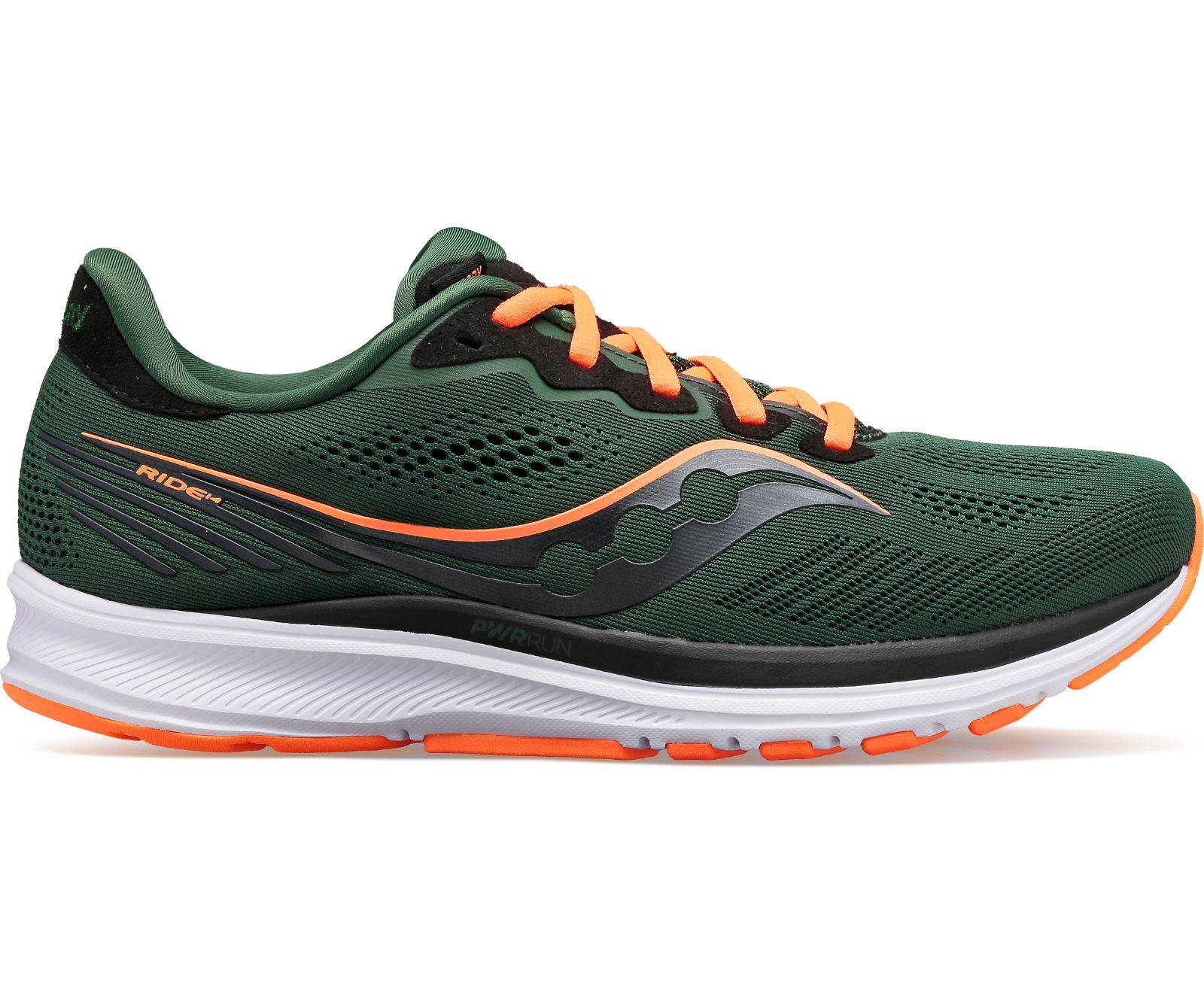 Deep Green / Orange Men\'s Saucony Ride 14 Running Shoes | 2691-ZGWAU