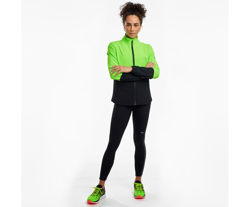 Green / Black Women's Saucony Bluster Jackets | 1579-WGXNR