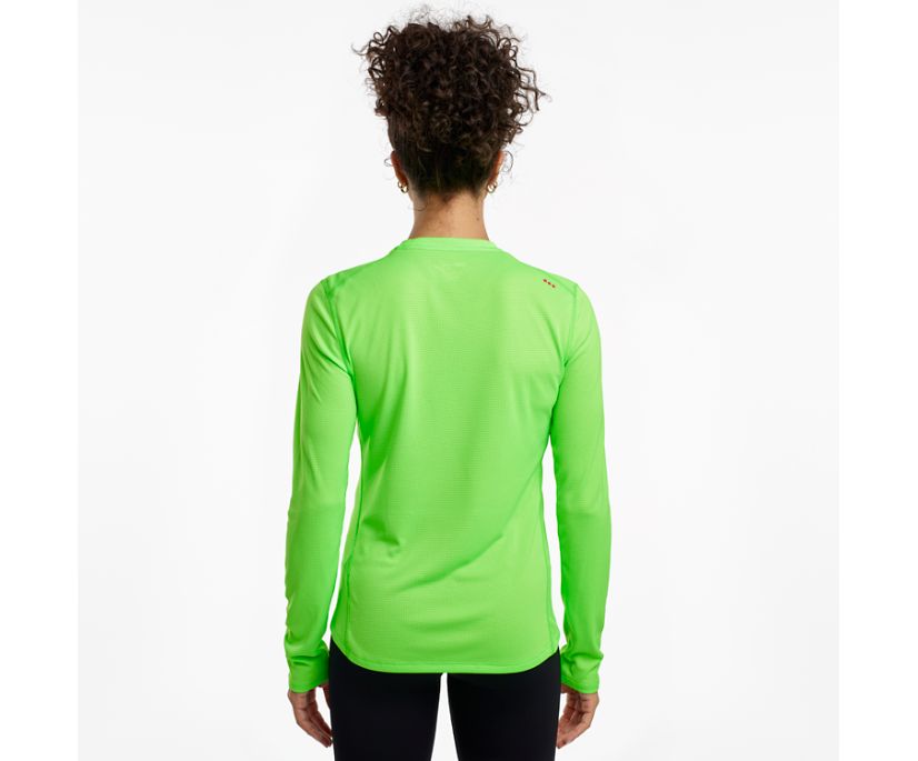 Green Women's Saucony Stopwatch Long Sleeve Shirts | 0249-QSNIY