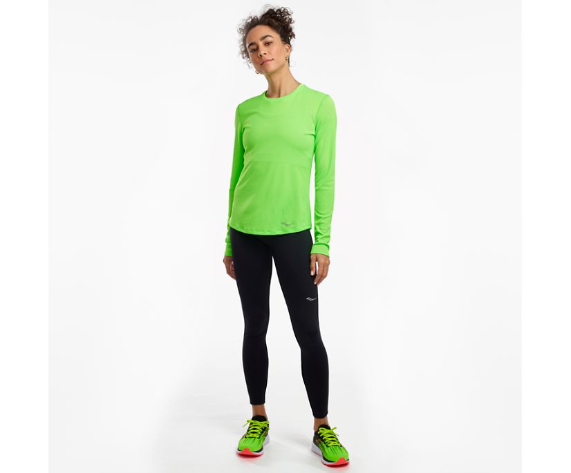 Green Women's Saucony Stopwatch Long Sleeve Shirts | 0249-QSNIY