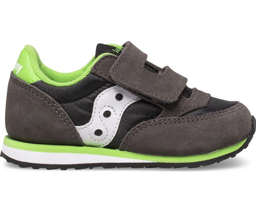 Grey / Black / Green Kids' Saucony Baby Jazz Hook & Loop Sneakers | 3250-QTFMY