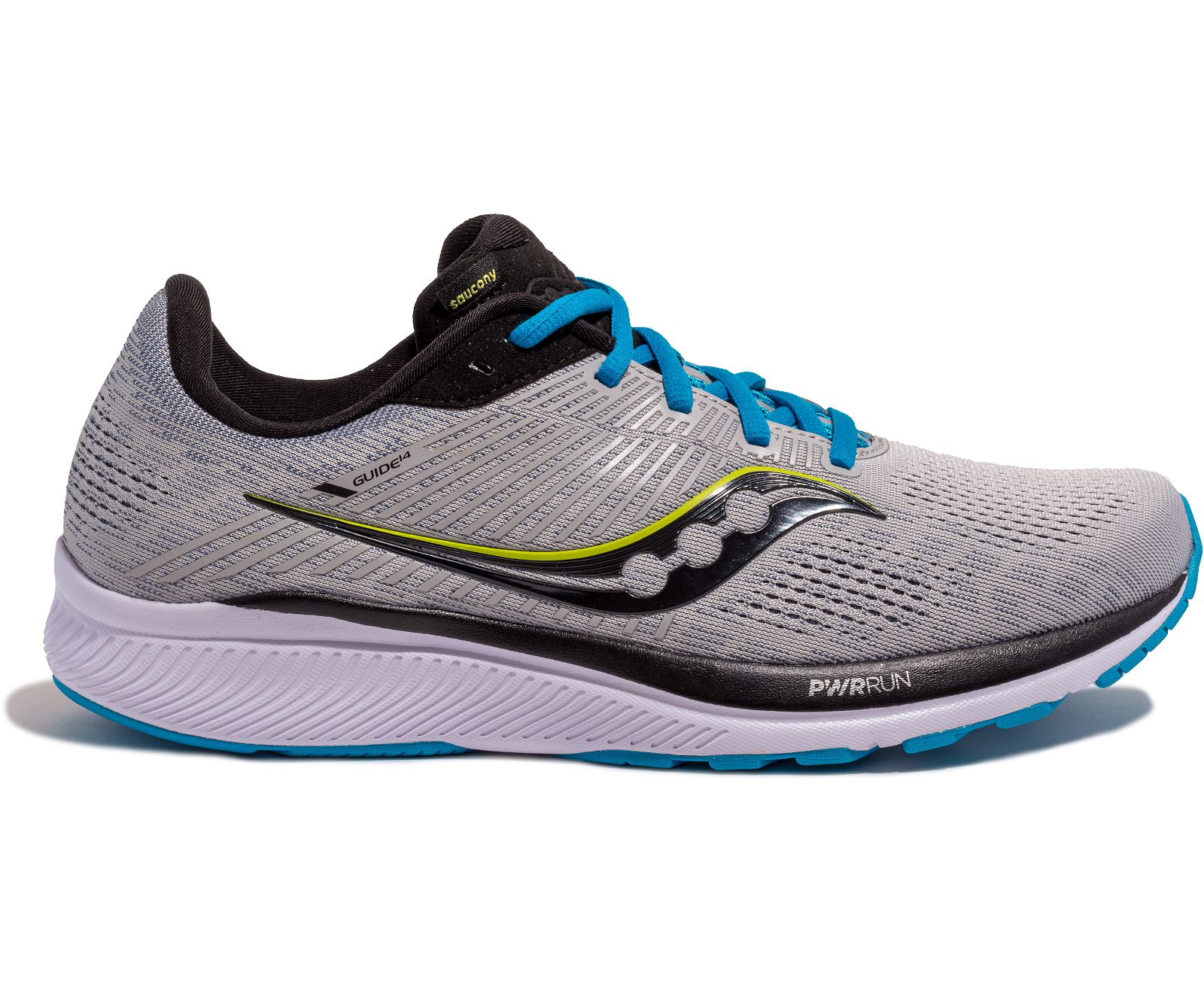 Grey / Black Men\'s Saucony Guide 14 Running Shoes | 4218-QZRBL