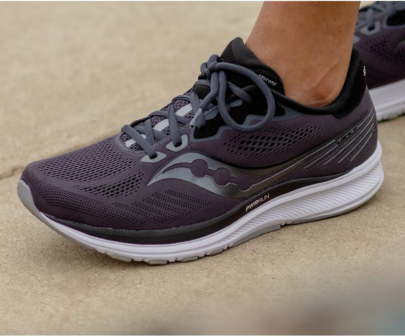 Grey / Black Women's Saucony Ride 14 Running Shoes | 1762-LMTBI