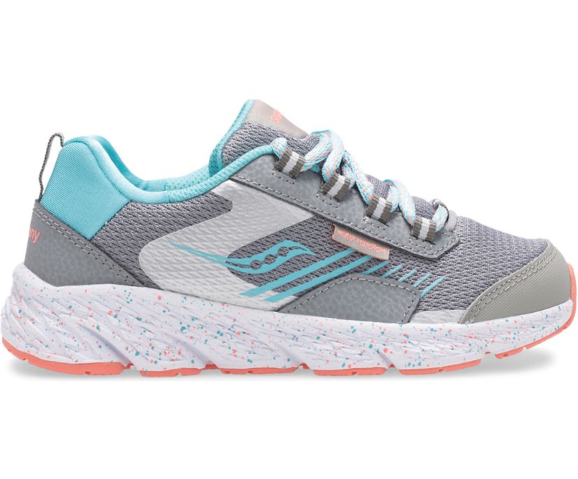 Grey / Blue Kids' Saucony Wind Shield Sneakers | 4215-XOHWN