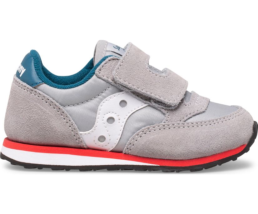 Grey / Blue / Red Kids' Saucony Baby Jazz Hook & Loop Sneakers | 6130-OPILZ