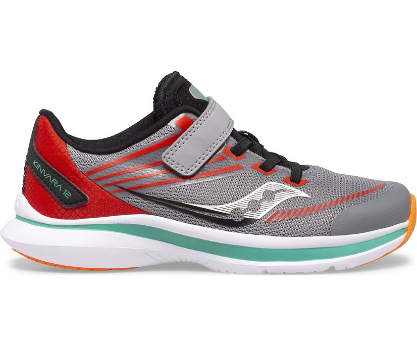 Grey / Orange Kids\' Saucony Kinvara 12 A/C Sneakers | 0628-NXSMW