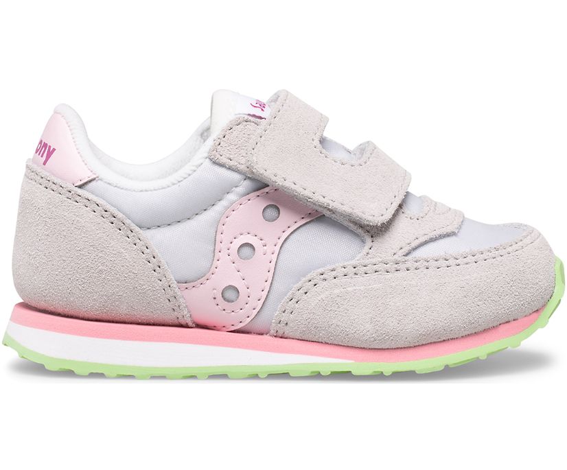 Grey / Pink / Green Kids' Saucony Baby Jazz Hook & Loop Sneakers | 4015-ECTXH