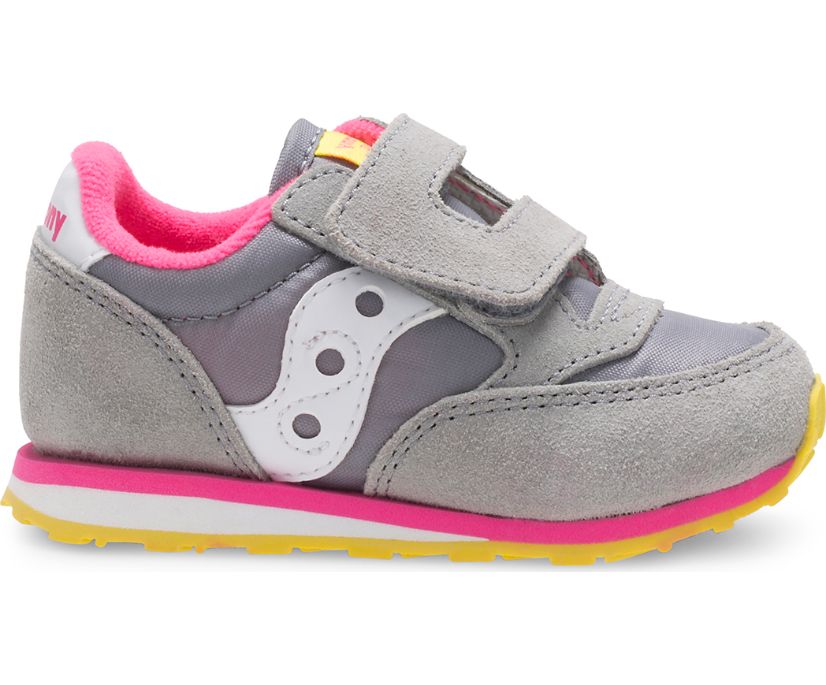 Grey / Pink Kids' Saucony Baby Jazz Hook & Loop Sneakers | 3524-GEYVN