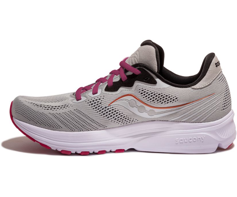 Grey / Pink Women's Saucony Ride 14 Wide Running Shoes | 9140-SJTPK