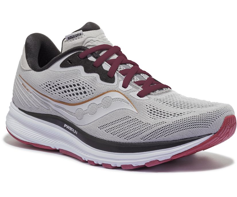 Grey / Pink Women's Saucony Ride 14 Wide Running Shoes | 9140-SJTPK