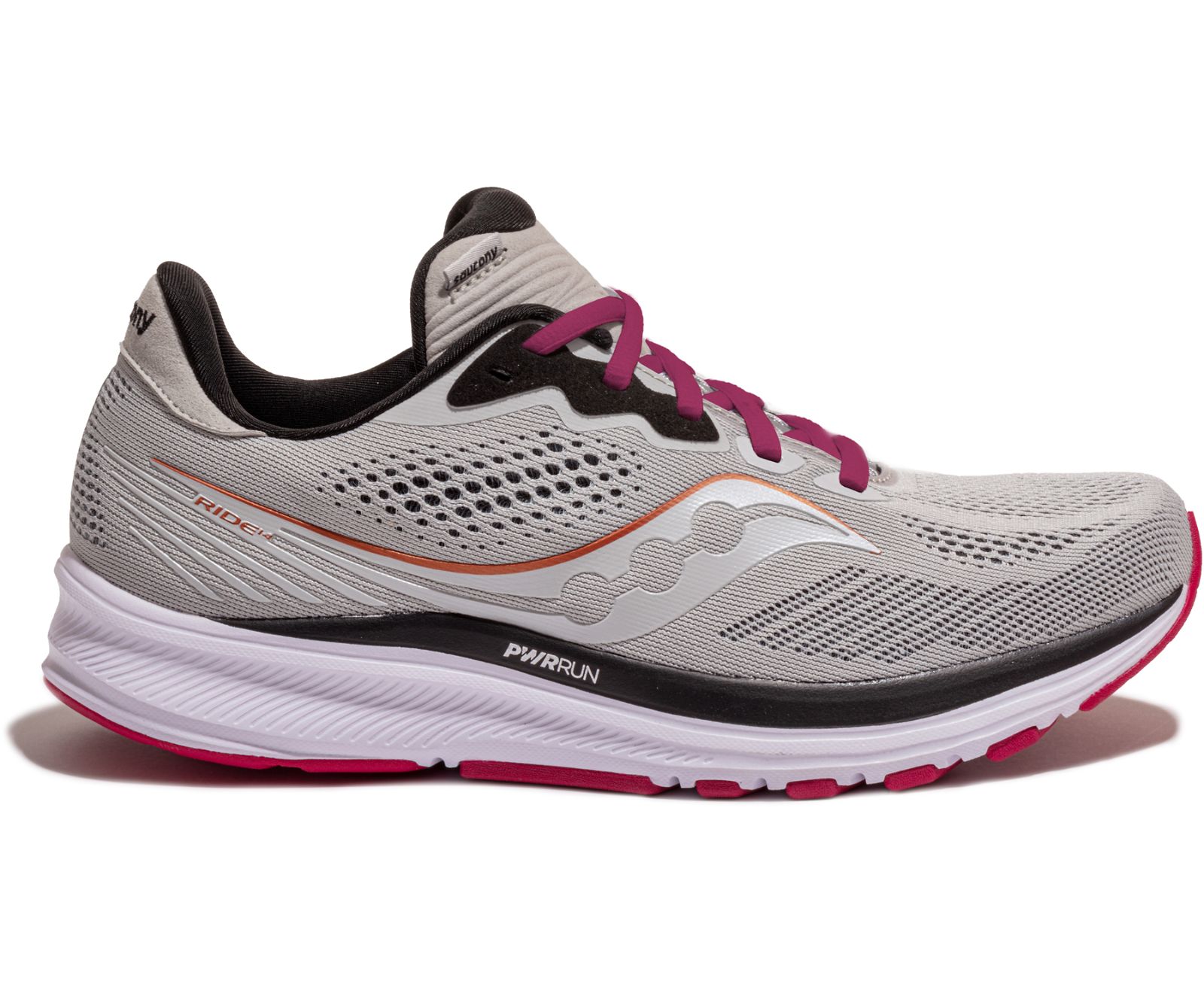 Grey / Pink Women\'s Saucony Ride 14 Wide Running Shoes | 9140-SJTPK