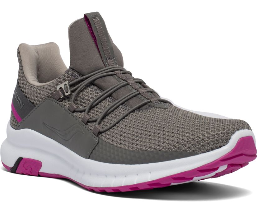 Grey / Pink Women's Saucony Stretch & Go Glide Walking Shoes | 5269-NOFUH