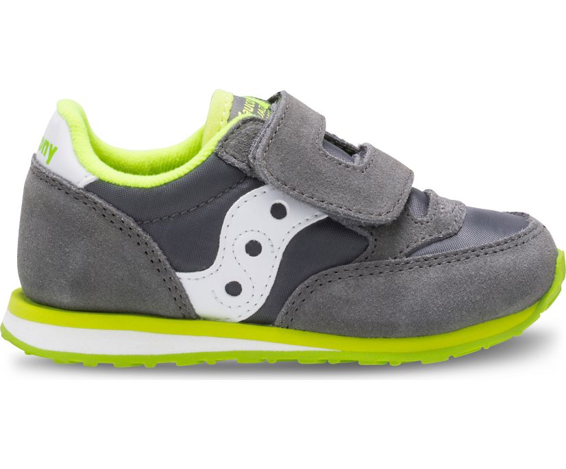 Grey / White Kids\' Saucony Baby Jazz Hook & Loop Sneakers | 5132-NFPHW