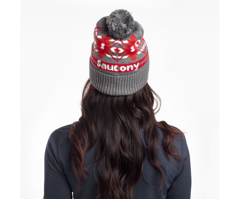 Light Grey Women's Saucony Rested Pom Beanies | 4836-MRQDY