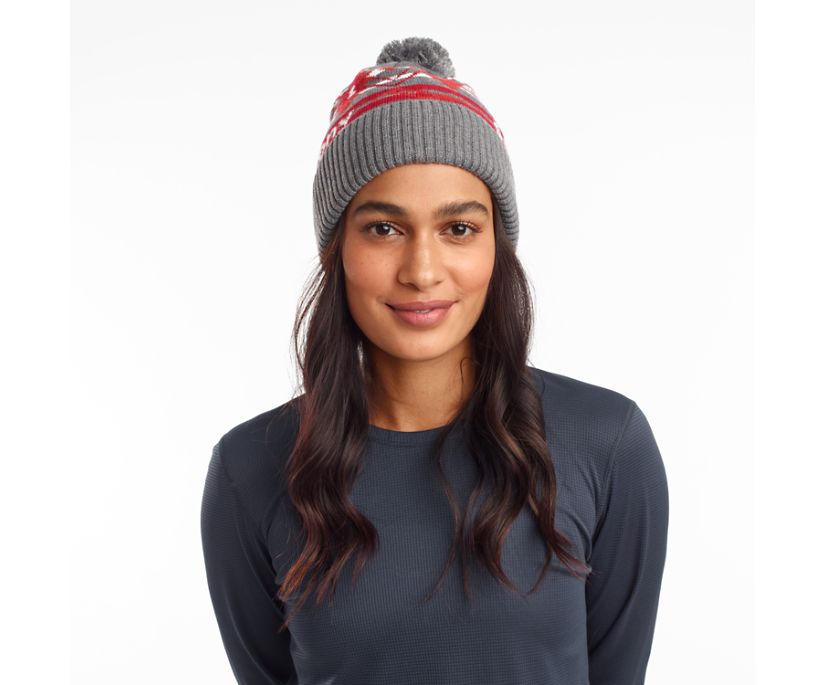 Light Grey Women\'s Saucony Rested Pom Beanies | 4836-MRQDY