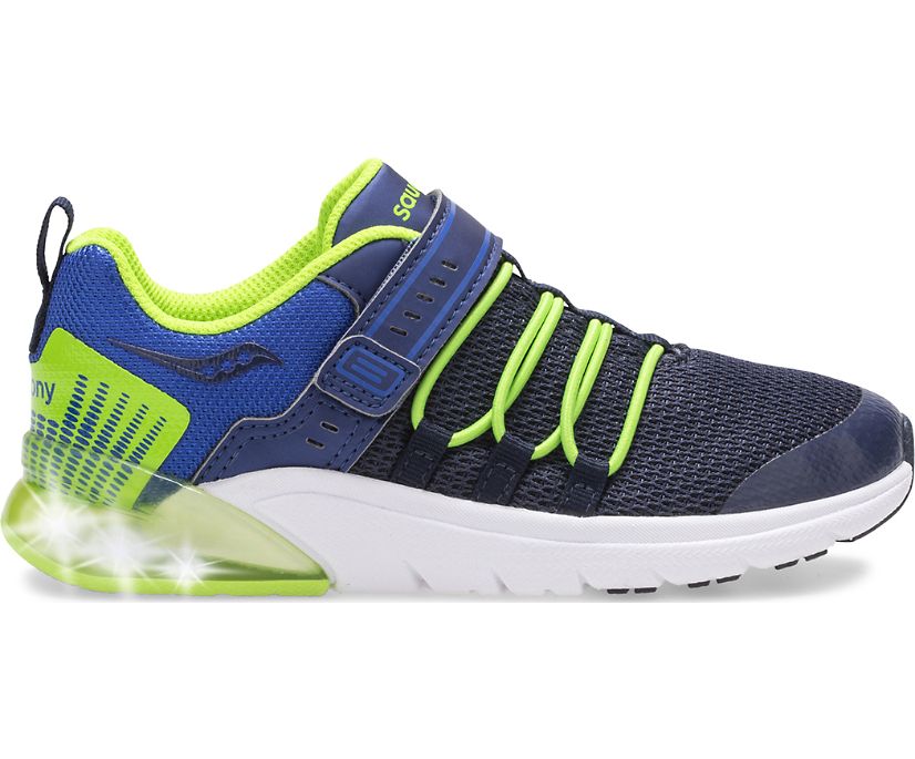 Navy / Green Kids' Saucony Flash Glow 2.0 Sneakers | 0719-DTOAI