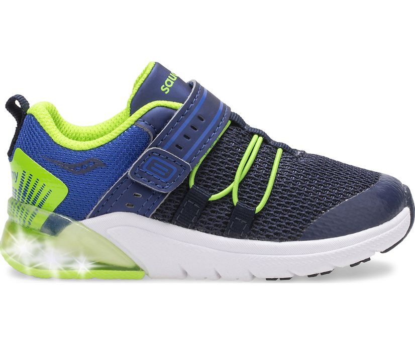 Navy / Green Kids\' Saucony Flash Glow 2.0 Jr. Sneakers | 2871-DTLKX