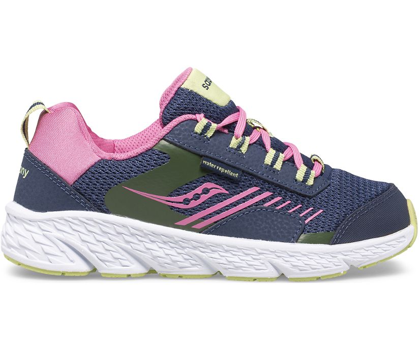 Navy / Green / Pink Kids\' Saucony Wind Shield Sneakers | 1064-SIOKT